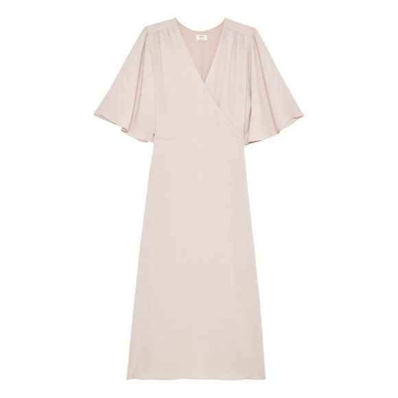 Wilfred Dresses & Skirts - Aritzia Wilfred Ailie Wrap Nude Mauve Pink Satin Midi Dress